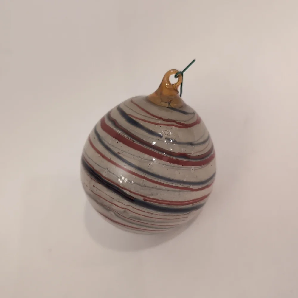 Handmade Blown Glass Orb Ornament Ball Holiday Christmas Earth Tones 3.5